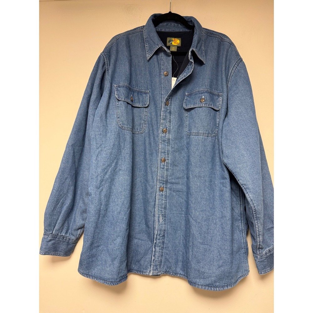 Bass Pro Shops Mens Denim Lined Work Shirt Jacket Blue 2XL